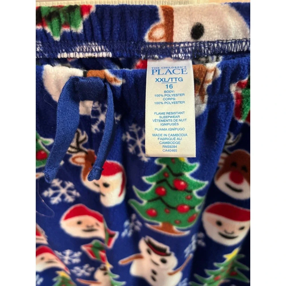 The Childrens Place Kids Fleece‎ Pajama Pants XXL TALL Blue Christmas preowned